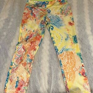 VOGO ATHLETIC 🌈 Bright Rainbow Paisley Colorful Yoga Leggings Women’s Size XL